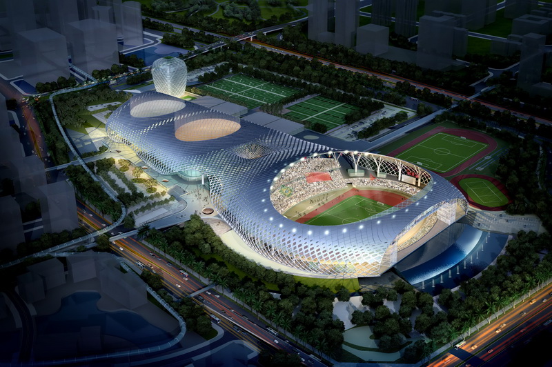 方大承建幕墙工程的“春茧”——丽江湾体育中心