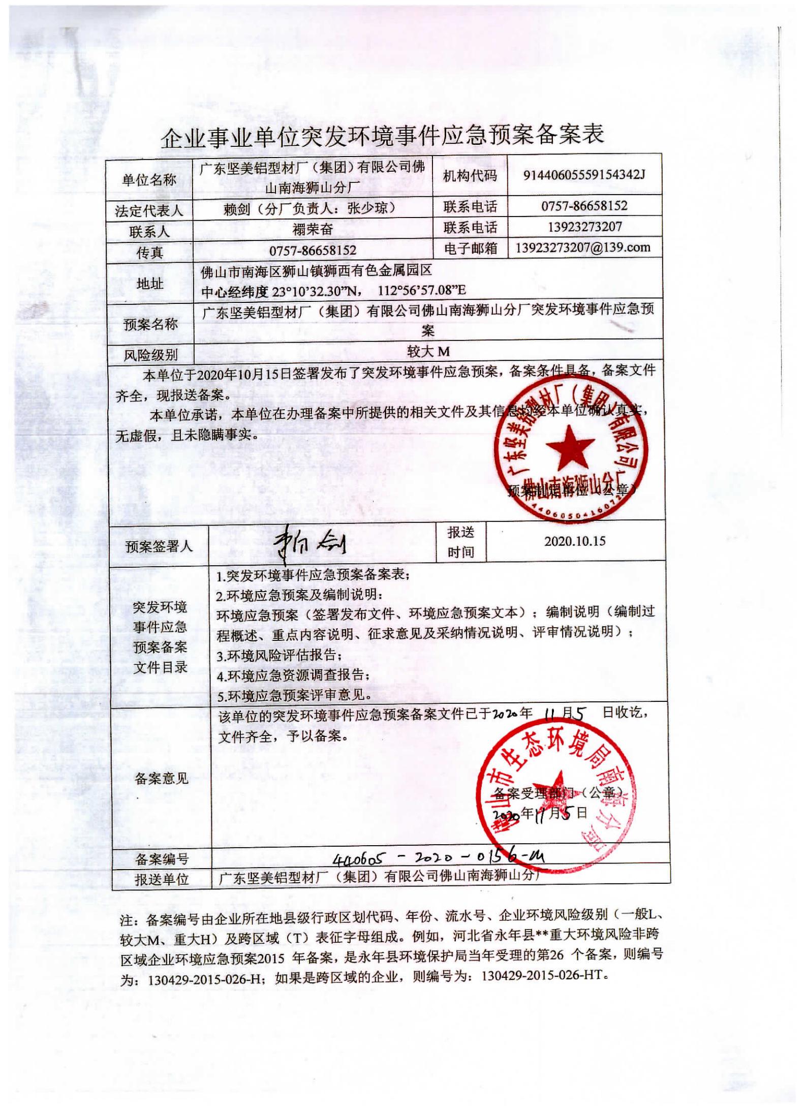 3、狮山分厂-应急预案登记表（盖章）2020年_00.jpg